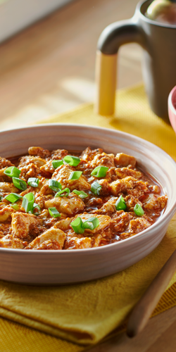 Plant-Based Minced Meat Mapo Tofu With Rice